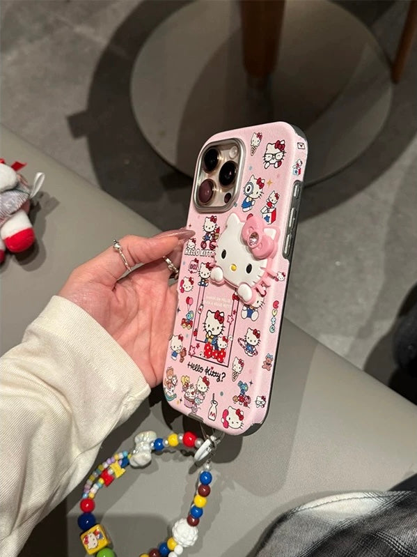 Decorative Kitty Phone Case with Lanyard
