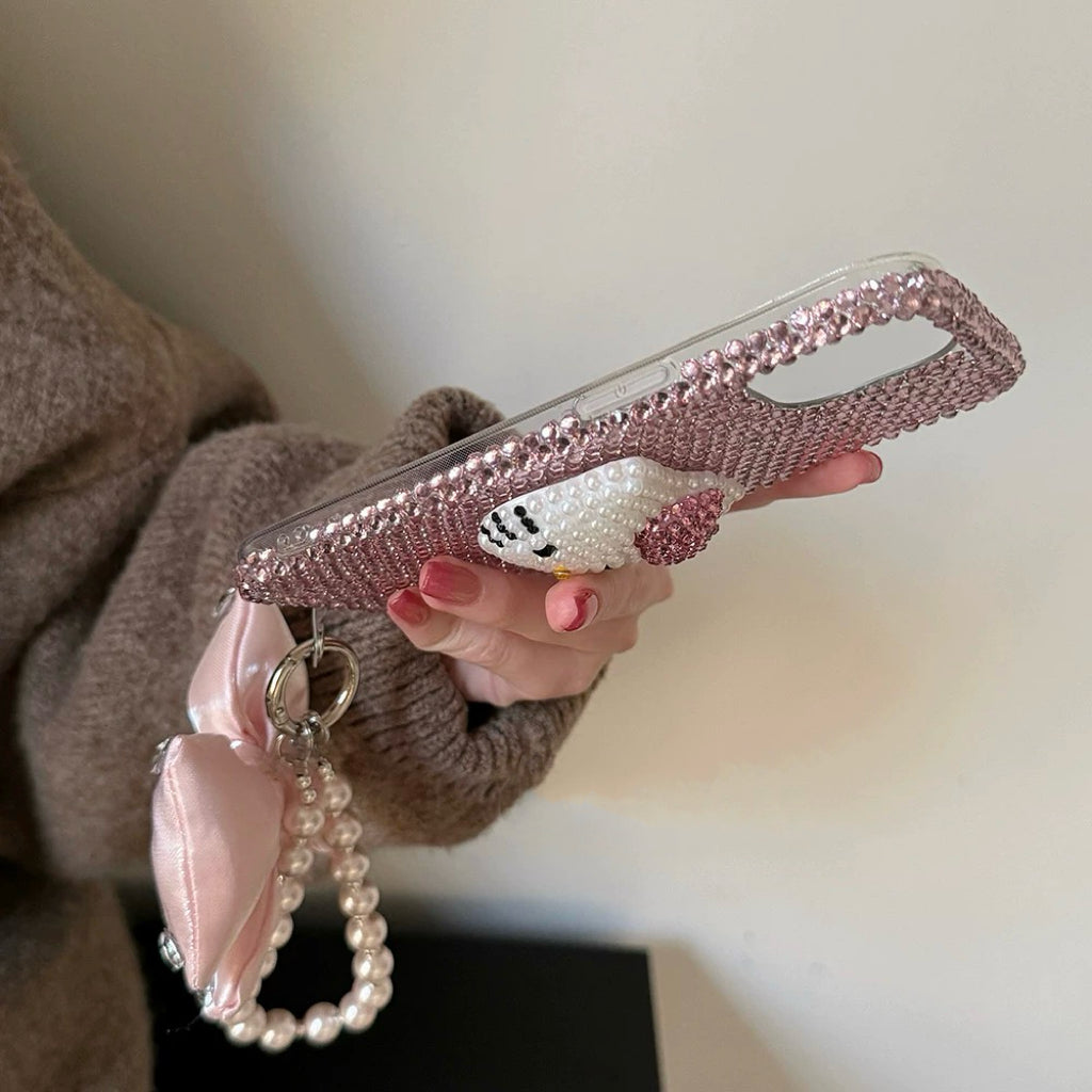 Diamond Bowknot Phone Case with Lanyard